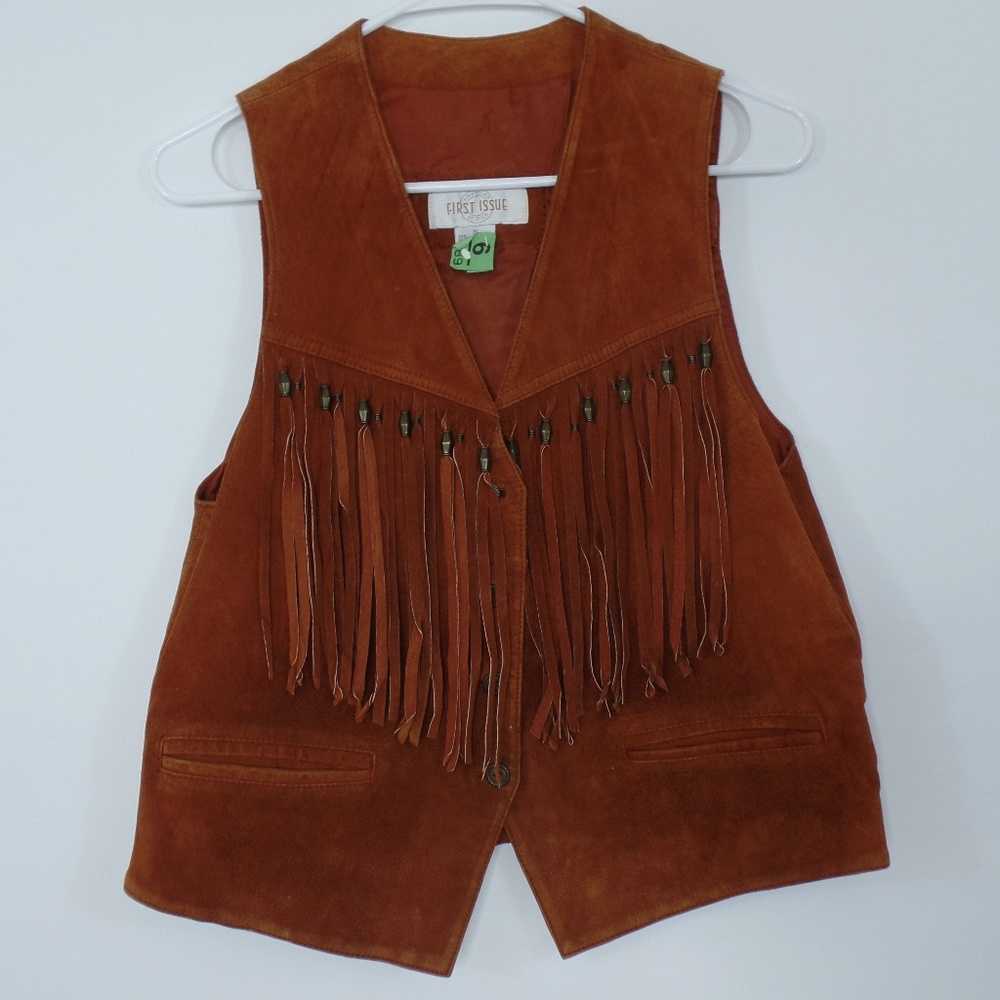 Vintage Leather Vest with Fringe